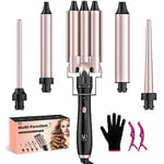 Hair Curler, LAYADO 5 in 1 Curling Wand Set with 3 Barrel Hair Waver and 4 Interchangeable Ceramic Curling Tongs 9-32MM, Two Temperature Adjustments Curling Iron for Long Medium Short Hair