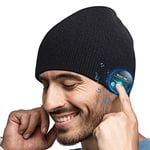 Mens Gifts Bluetooth Beanie Hat - Secret Santa Gifts Christmas Stocking Fillers for Men Dad Husband Him Teenagers Cool Stuff Tech Gadgets Beanie Hat with Headphones Running Music Gifts,Black,One Size