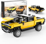 CMJ RC Cars 1:30 Hummer EV Building Set - 431-Piece Licensed Electric Truck Model Kit, Collectible Construction Toy for Kids & Adults (Yellow)