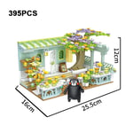 Kumamon Bear Building Blocks City Stree View Series Sakura Flowers House DIY Cof