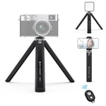 K&F Concept 20cm Metal Mini Tripod for Camera Phone, 1/4 Inch Screw Desktop Tabletop Stand with Phone Holder and Bluetooth Remote Control, Load up to20kg with 2 Levels of Height Adjustment, MS05