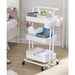 Wyctin - Hofuton Desserte Cuisine de Rangement 3 Paniers à Roulettes avec Accoudoirs Chariot de Stockage 43 36 86 cm Blanc