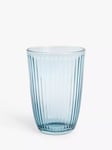 John Lewis Ribbed Glass Highball, 400ml, Blue