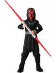 Boys Darth Maul Costume + Mask Kids Licensed Star Wars Fancy Dress Outfit