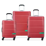 Delsey Paris x United Colors of Benetton Now Hardside Set de valises à 4 roulettes 3 pcs. avec soufflet extensible red (TAS031444)