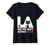 Womens Los Angeles Cat Kitten LA California We're Not Going Back V-Neck T-Shirt