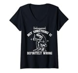 Womens Undiagnosed But Something Is Definitely Wrong Funny Raccoon V-Neck T-Shirt