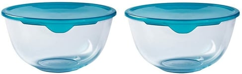 Pyrex Set of 2 Cook & Store Mixing Bowl Set with Lids 1 Litre