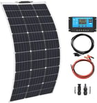 100w 18v kit Panneau Solaire Souple Monocristallin Panneau Solaire Flexible Contrôleur de charge solaire 10A pour Camping-car, Bateau, Caravane (100W)