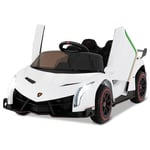 FANTASK Lamborghini - Voiture électrique pour Enfants à partir de 3 Ans - avec télécommande 2,4 G, Phare LED, klaxon et Musique - 3 à 6 km/h - Blanc