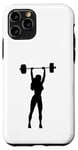 Coque pour iPhone 11 Pro Silhouette Femme Overhead Pressing a Barbell