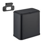 Relaxdays Hanging Kitchen Waste Bin, Vol. 5 L, Rubbish Container with Lid, Plastic, Dustbin, 25 x 25.5 x 15.5 cm, Black, Iron, 29 x 23 x 20 cm