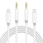 Apple MFi Certified Aux Cord for iPhone, 2 Pack Lightning to 3.5mm Audio Jack Adapter, 3.3FT Lightning to Aux Cable for Car Home Stereo/Speaker/Headphone Compatible with iPhone 14 13 12 11 XS XR X 8 7