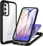 CENHUFO Coque Samsung A54 5G, Antichoc Housse avec Protection d'écran, 360° Protégé Téléphone Etui Double Face Case Transparent Portable Robuste Intégrale Coque pour Samsung Galaxy A54 5G - Noir