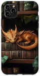 Coque pour iPhone 11 Pro Max Petit dragon endormi sur une bibliothèque