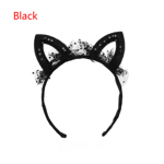 Cat Ears Hairband Lace Sequins Baby Headwear Black