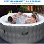 Spa Gonflable 4 Places avec 108 Jets de Bulles et Système Thermostatique, Spa Baignoire en pvc avec Couvercle pour Extérieur Pompe à Air Inclus,Gris