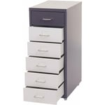 Caisson à tiroirs sur roulettes rangement bureau 6 tiroirs 69x28x41cm en acier gris foncé blanc noir gris foncé 040004355