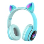 L400 Luminous Cat Ears Pään kiinnitettävä Bluetooth 5.0 kuulokkeet 7-väriset hengitysvalot Sisäänrakennettu mikrofoni Tukee Bluetooth/AUX IN/TF-kortin useita toistotiloja Sininen