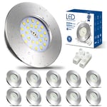 HiBay Spot LED Encastrable Extra plat 7W,10x Spot Salle de Bain IP44,Blanc Froid 6000K,Trou 60-68mm,Spots de Plafond Inox Brossé 220V 850lm Pour Cuisine Salon