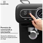 Klarstein - Cafetiere avec Mousseur de Lait, Cafetières, Machines à Café et Machines à Expresso 19 Bar, Cafetière Electrique Acier Inoxydable 1350W,