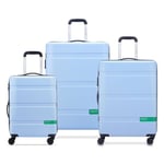 Delsey Paris x United Colors of Benetton Now Hardside Set de valises à 4 roulettes 3 pcs. avec soufflet extensible light blue (TAS031445)