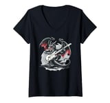 Womens Cool Guitarist Costume for Dragons and electric Guitar Fans V-Neck T-Shirt