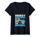 Womens Happy Hanukkah Do The Candles Spin The Dreidel V-Neck T-Shirt