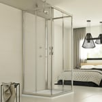 CABINE DE DOUCHE 3 PAROIS 90X80X90 CM VERRE TRANSPARENT OUVERTURE COULISSANT