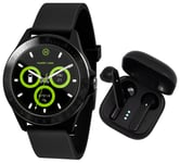 Harry Lime Black Smart Watch with Ear Bud Set female