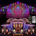 Rideau Lumineux Noel Exterieur - 5M 216 Led Guirlande Lumineuse Électrique Avec Télécommande, 8 Modes D'Éclairage, Ip44 Étanc[N320]