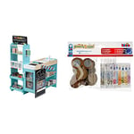 Theo Klein 9391 Supermarket, Wood (MDF) I Modern Store incl Cash Register, Barrier & 9612 Euro Play Money I 35 Notes and 25 coins - from 1 cent coins to 500 Euro notes I Toys