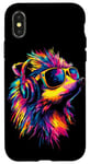 iPhone X/XS Hedgehog with Headphones Popart Rainbow Cute Hedgehogs Case