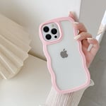 QLTYPRI Case for iPhone 15 Pro Max, Cute Curly Wave Frame Clear Case for Girls Women, Transparent Soft TPU Bumper Shockproof Phone Cover for iPhone 15 Pro Max - Pink