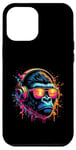 Coque pour iPhone 12 Pro Max Monkey DJ Disco Music Lover Gorilla Chimpanzee Casque audio