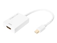 Digitus - Videokort - Mini Displayport Hane Till Hdmi Hona - 20 Cm - Dubbelt Skärmad - Vit - Aktiv, Stöd För 4K (4096 X 2160)