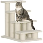 PawHut Dog Steps for Bed 4 Step Pet Stairs for Sofa Dog Cat Climb Ladder 63x43x60 cm Light Brown