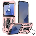 Fodral till Samsung Galaxy Z Flip 6 - AVIZAR - Skin ArmoRing - Stötsäker - Ringstöd - Champagnerosa Rosa