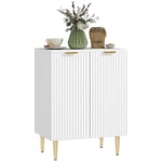 HOMCOM Buffet Cuisine, Meuble de Rangement, avec 2 Portes, étagère réglable, Pieds métalliques surélevés, pour Cuisine, Salon, 60 x 40 x 80 cm, Blanc