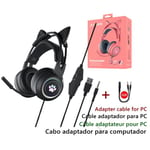 black with box Casque Gamer rose avec microphone pour filles fille HiFi stéréo basse musique jeu noir mignon chat oreillette pour PC ordinateur portable accessoires de jeux vidéo, Play 4 Playstation 5 XBox écouteurs filaires ""Nipseyteko