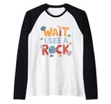 Wait I See A Rock Retro Geology Rockhounding Mineralogy Raglan Baseball Tee