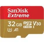 MicroSDXC Extreme 32GB 100MB/s A2 C10 V30 UHS-I U3