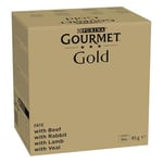 GOURMET GOLD , Chat , Boite , Les Mousselines , Lapin, Bœuf, Veau, Agneau , 96 x 85 g