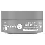 Schwarzkopf - Taft - Cire Cheveux Homme - Effet Mat 5 - Fixation Forte - Protège du desséchement - Longue Durée - Tenue 24h - Coiffant - Pot de 75 ml