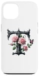 Coque pour iPhone 13 Letter T Initial Floral Monogram Rose Pink Flower Butterfly