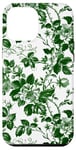 iPhone 15 Plus Chinoiserie Green Toile Pattern Roses Leaves Garden Case