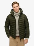 Superdry Hooded Tweed Fuji Padded Jacket, Army Khaki Green