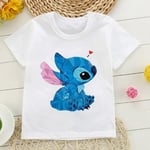 Barn T-shirt i bomull Barn Disney Lilo Stitch Tecknad T-shirt Stitch Söt Manga T-shirt Y2k Grafisk T-shirt Tjej Pojke Topp T-shirts 3263 150