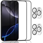 2-Pack Iphone 16 Pro Max 5G Skärmskydd & 2-Pack linsskydd - Härdat Glas 9H - Super kvalitet 3D