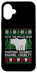 Coque pour iPhone 16 Plus Pull de Noël moche avec ours en molaire « Save The Molar Bear »